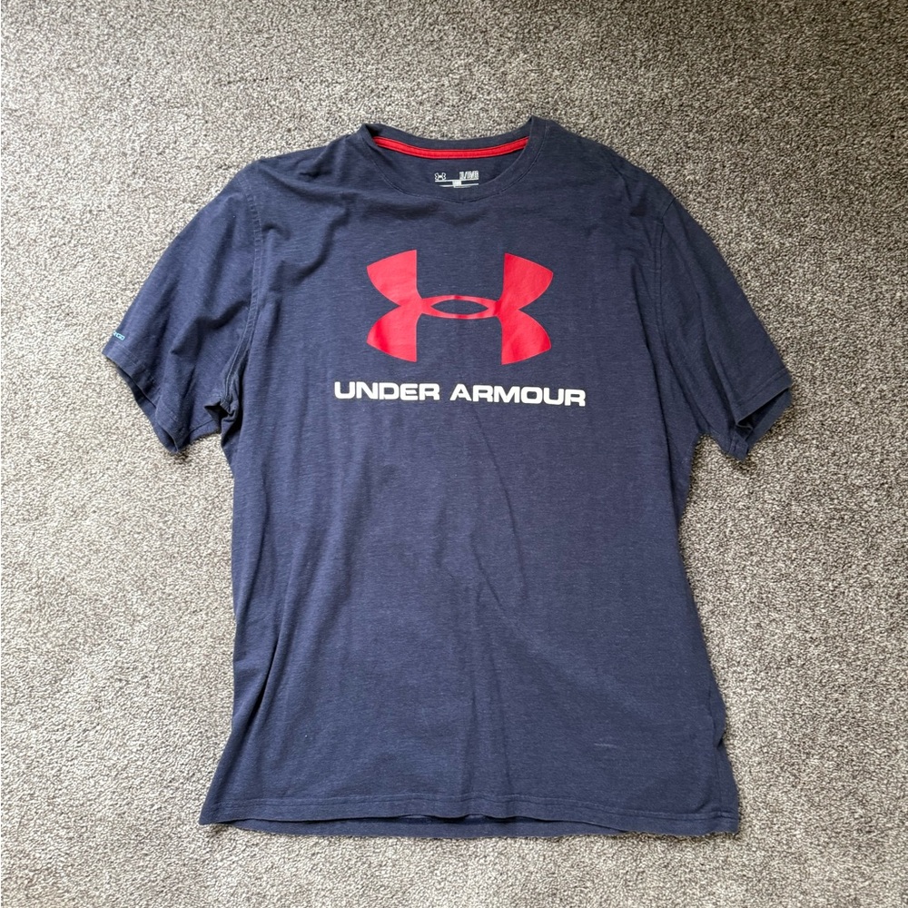 Under Armour Navy Short-Sleeve Tee with Red Logo